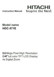 Hitachi HDC 571 E manual. Camera Instructions.